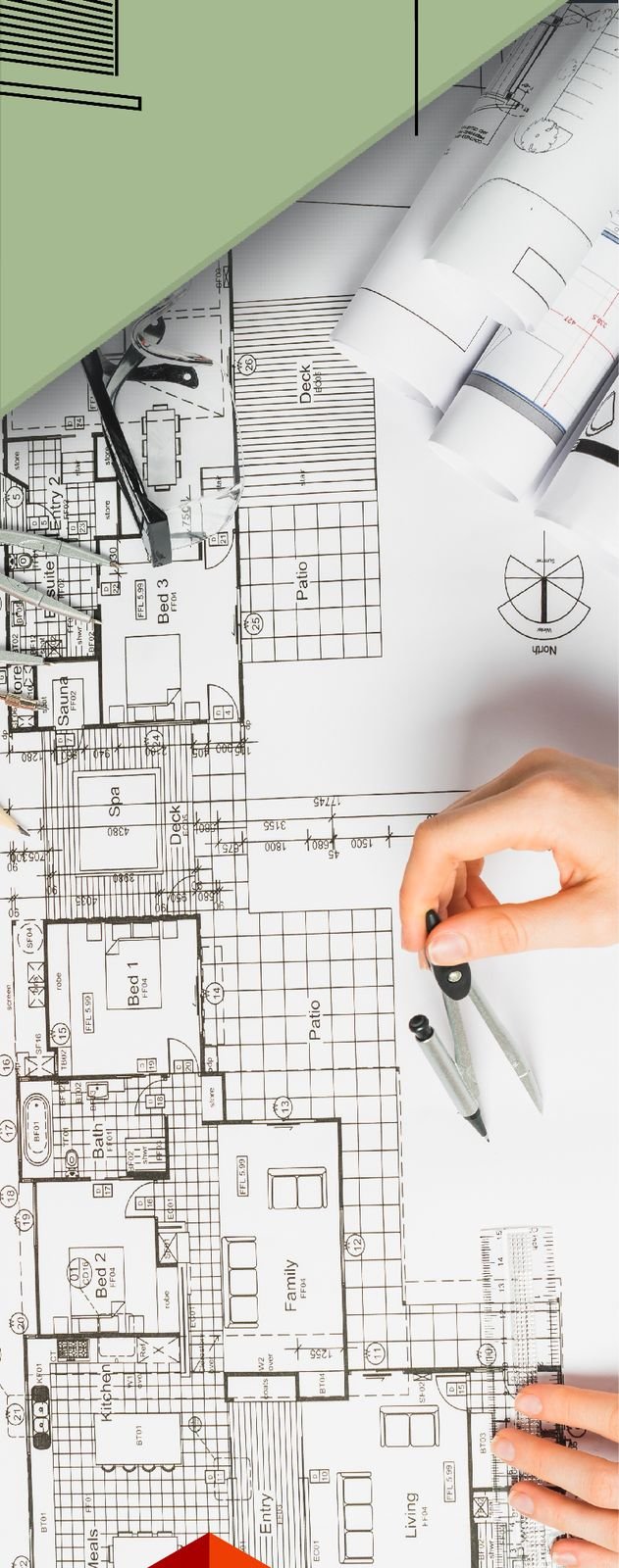 Architectural drawings on the drafting table